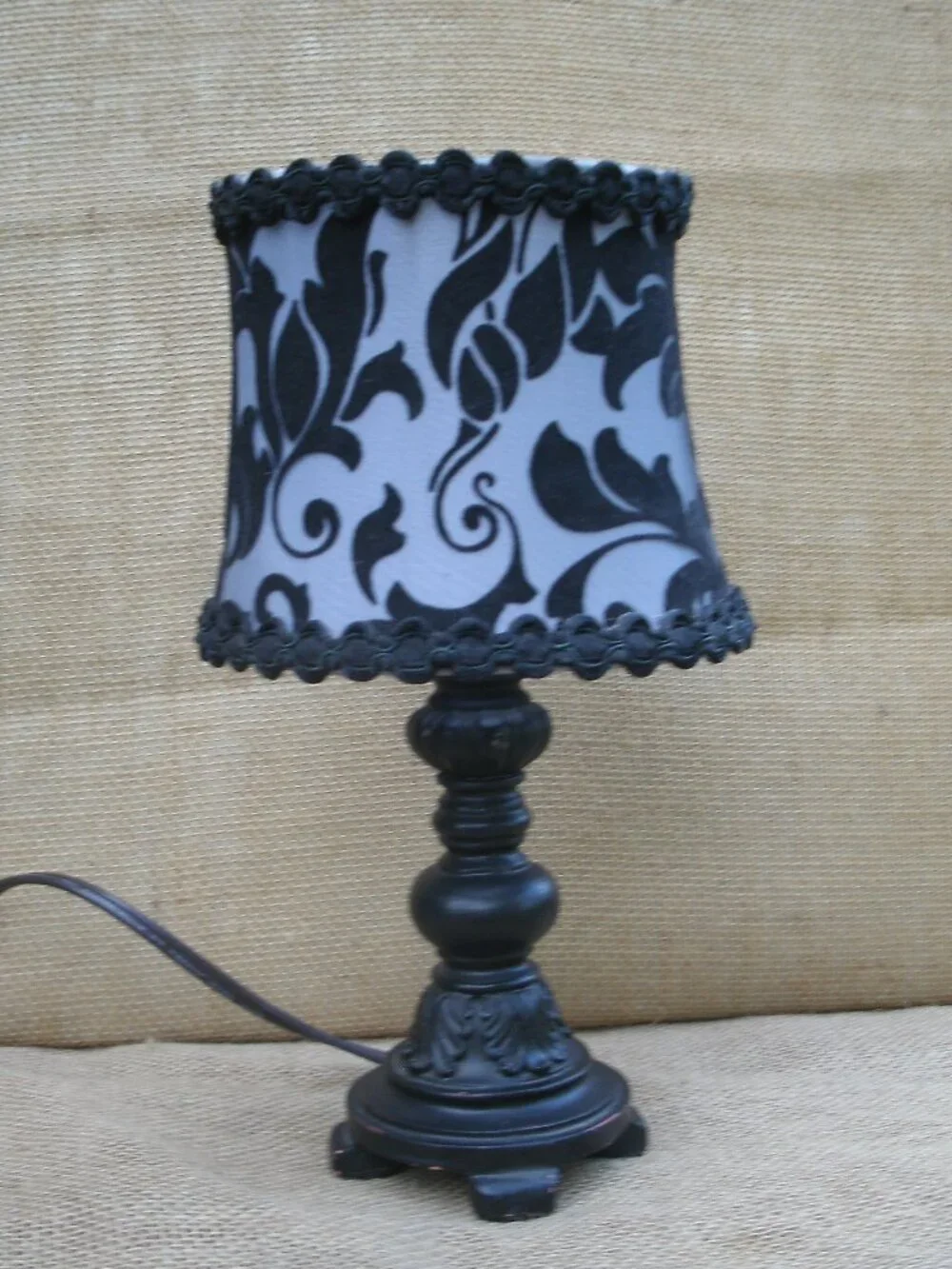 Vintage Victorian Inspired Goth Floral Lamp